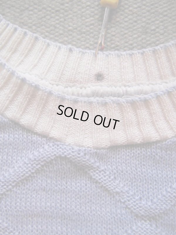 画像3: 1950'S UNKNOWN WHITE X BLUE BORDER SUMMER KNIT/MEDIUM 