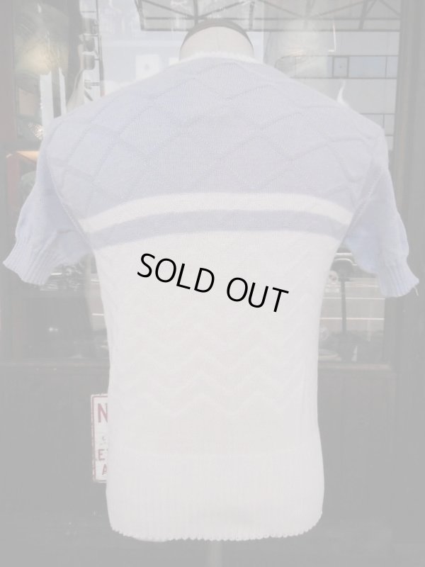 画像10: 1950'S UNKNOWN WHITE X BLUE BORDER SUMMER KNIT/MEDIUM 