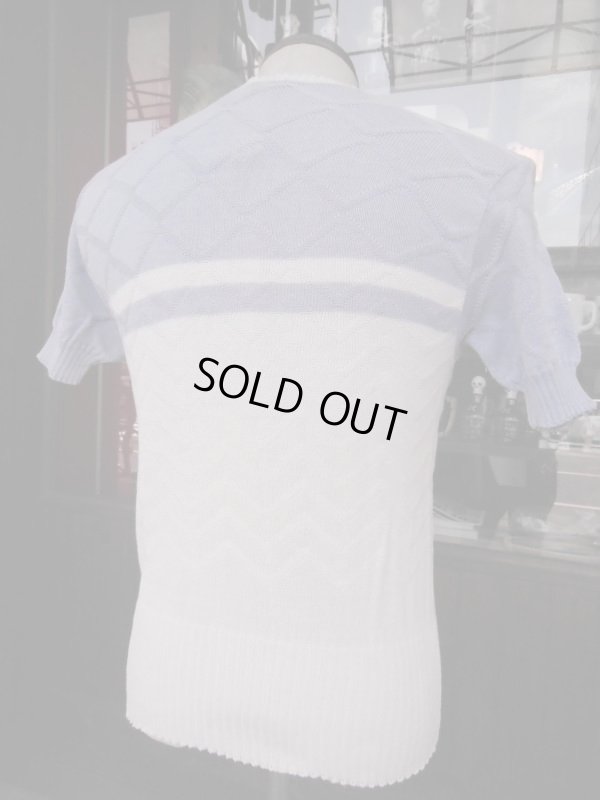 画像11: 1950'S UNKNOWN WHITE X BLUE BORDER SUMMER KNIT/MEDIUM 