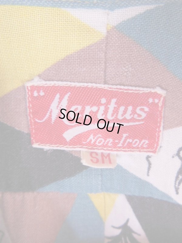 画像4: 1950'S MERITUS RESORT PRINTED HARLEQUIN RAYON SHIRT SZ/SM