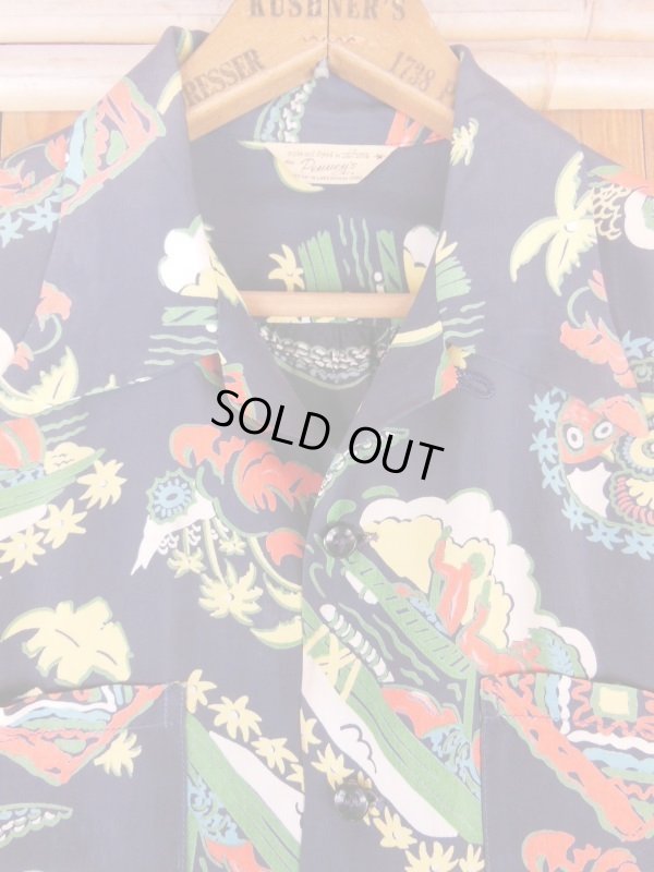 画像5: 1940'S PENNEY'S DARK NAVY RAYON HAWAIIAN SHIRT SZ/M
