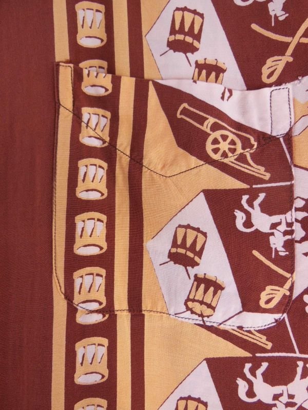 画像9: 1940'S AIRMAN BROWN X MASTARD BODER RAYON SHIRT SZ/M