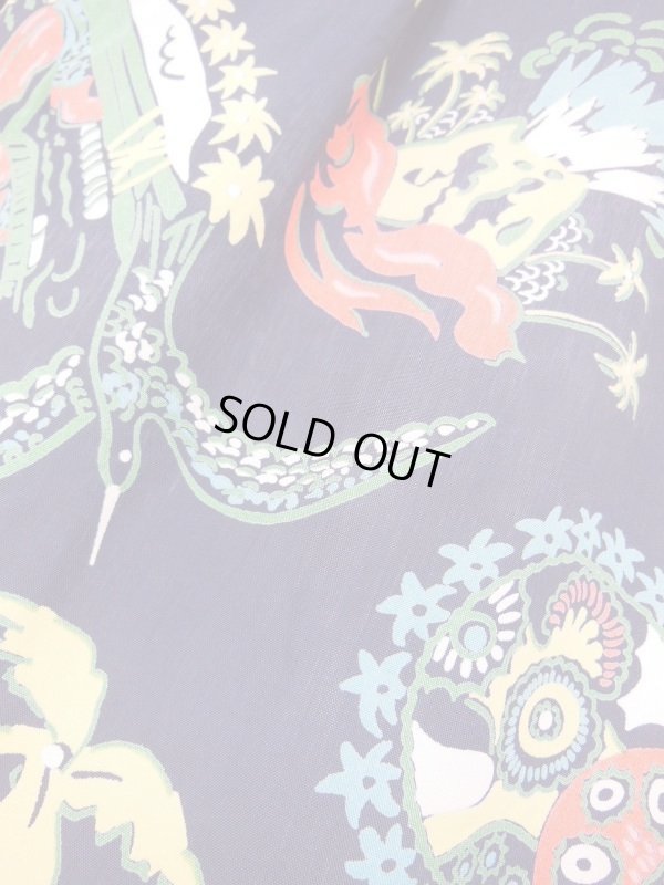 画像14: 1940'S PENNEY'S DARK NAVY RAYON HAWAIIAN SHIRT SZ/M