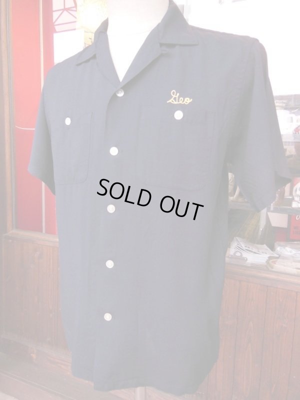 画像7: 1950'S BILLY'S RESTAURANT EMBROIDERED BLACK RAYON BOWLING SHIRT SZ/M 