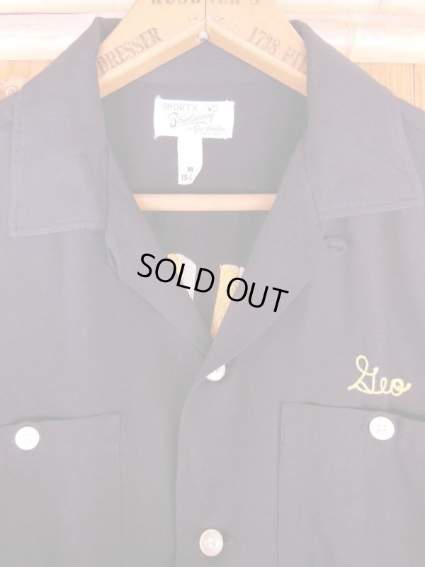 画像3: 1950'S BILLY'S RESTAURANT EMBROIDERED BLACK RAYON BOWLING SHIRT SZ/M 