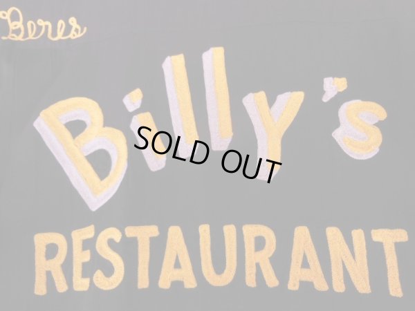 画像14: 1950'S BILLY'S RESTAURANT EMBROIDERED BLACK RAYON BOWLING SHIRT SZ/M 