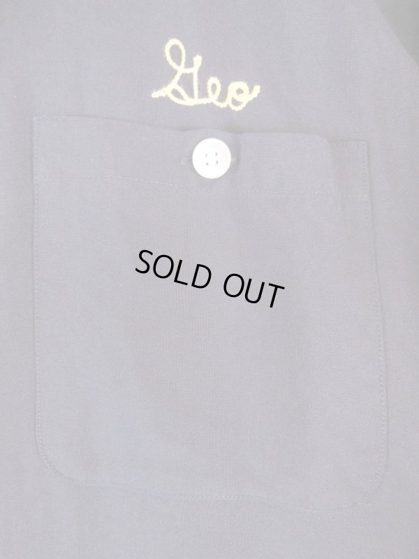 画像9: 1950'S BILLY'S RESTAURANT EMBROIDERED BLACK RAYON BOWLING SHIRT SZ/M 