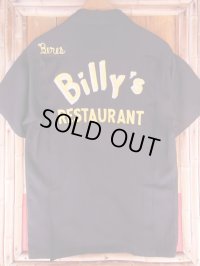 1950'S BILLY'S RESTAURANT EMBROIDERED BLACK RAYON BOWLING SHIRT SZ/M 