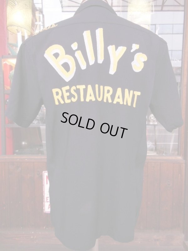 画像5: 1950'S BILLY'S RESTAURANT EMBROIDERED BLACK RAYON BOWLING SHIRT SZ/M 