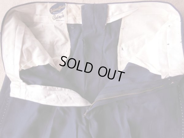 画像16: 1950'S DEADSTOCK BALMAR NAVY GABERDINE R'N'R SLACKS W30