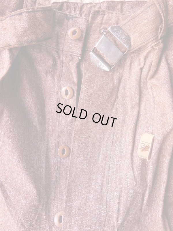 画像6: 1930'S DEADSTOCK UNKNOWN BROWN CHAMBRAY TROUSERS SIZE/31X28