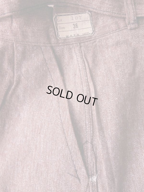 画像4: 1930'S DEADSTOCK UNKNOWN BROWN CHAMBRAY TROUSERS SIZE/31X28