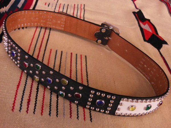 画像10: RAWHIDE STUDDED & JEWELED BELT LOT-140/ 1-3/4"[44MM] 