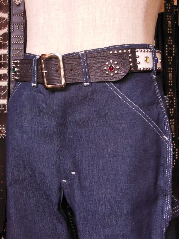 画像6: RAWHIDE STUDDED & JEWELED BELT LOT-140/ 1-3/4"[44MM] 