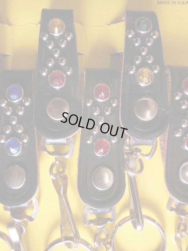 画像5: 1970'S NOS STUDDED & JEWELED BELT KEY HOLDER WITH KEY RING