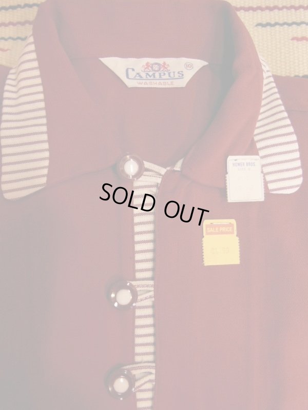 画像4: 1950'S DEADSTOCK CAMPUS BURGANDY GABERDINE PULLOVER/SIZE10 