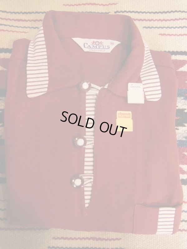 画像5: 1950'S DEADSTOCK CAMPUS BURGANDY GABERDINE PULLOVER/SIZE10 