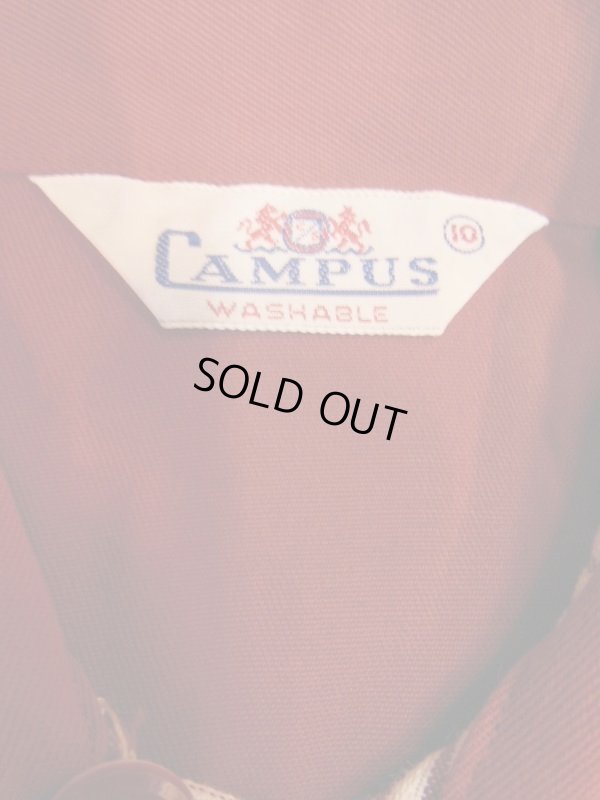 画像6: 1950'S DEADSTOCK CAMPUS BURGANDY GABERDINE PULLOVER/SIZE10 