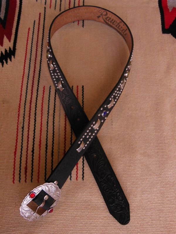 画像3: RAWHIDE STUDDED & JEWELED BELT LOT-341/ 1-3/8"[35MM] 