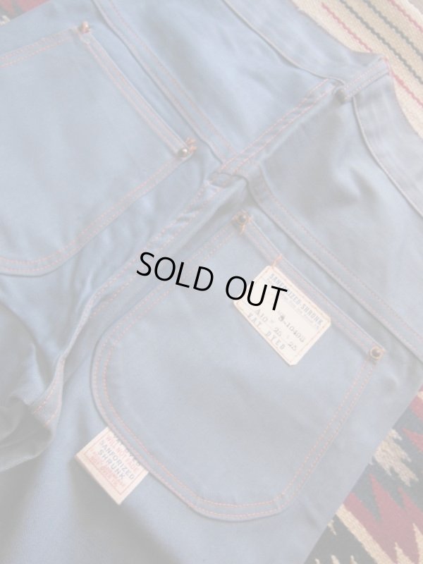 画像9: 1940'S DEADSTOCK UNKNOWN VAT DYED BLUE HBT WORK PANTS/SIZE/10 