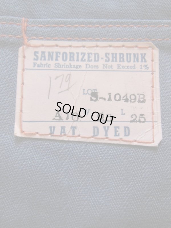 画像3: 1940'S DEADSTOCK UNKNOWN VAT DYED BLUE HBT WORK PANTS/SIZE/10 