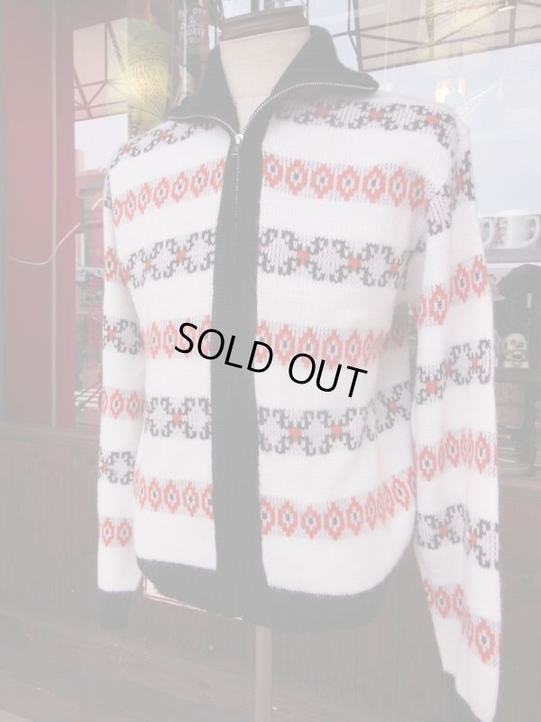 画像4: 1950'S〜 SPORTSWEAR by REVERE BORDER ZIP FRONT CARDIGAN SIZE/L