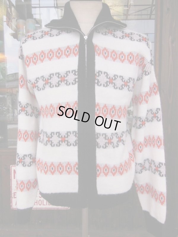 画像5: 1950'S〜 SPORTSWEAR by REVERE BORDER ZIP FRONT CARDIGAN SIZE/L