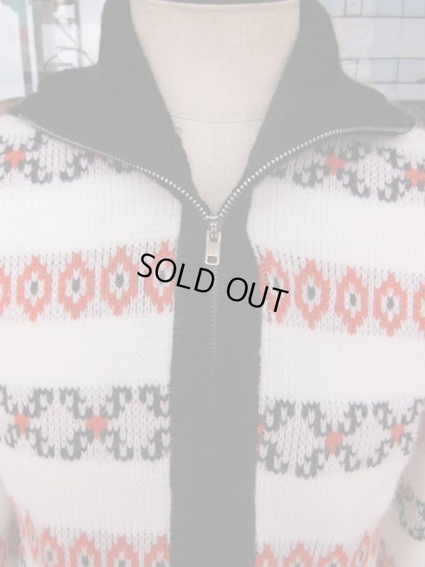 画像8: 1950'S〜 SPORTSWEAR by REVERE BORDER ZIP FRONT CARDIGAN SIZE/L