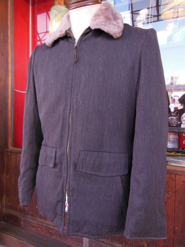 画像6: 1950'S SEARS FRATANITY PREP FLECK DARK BROWN GABERDINE WINTER COAT SZ/S