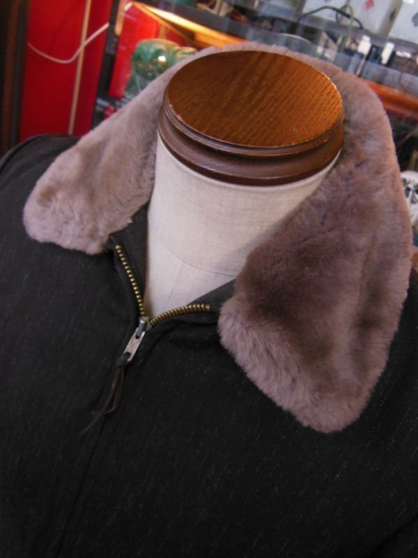 画像9: 1950'S SEARS FRATANITY PREP FLECK DARK BROWN GABERDINE WINTER COAT SZ/S