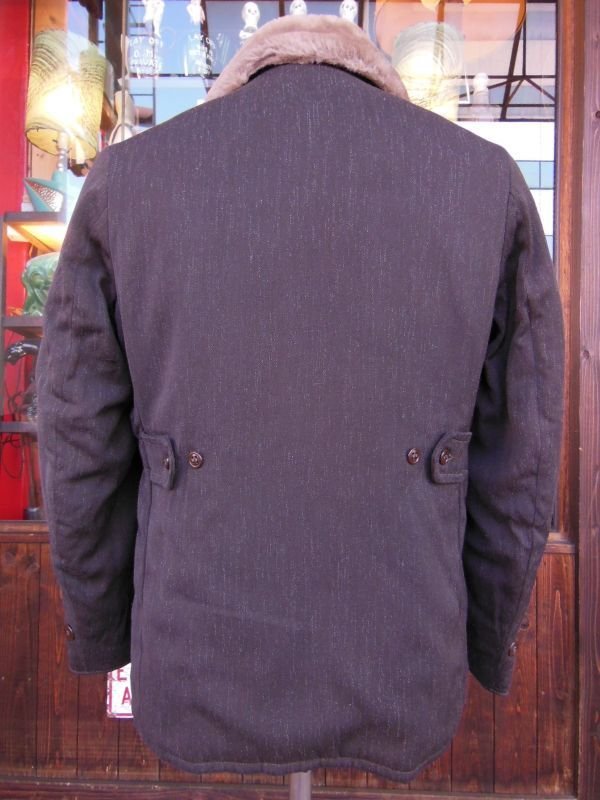 画像8: 1950'S SEARS FRATANITY PREP FLECK DARK BROWN GABERDINE WINTER COAT SZ/S