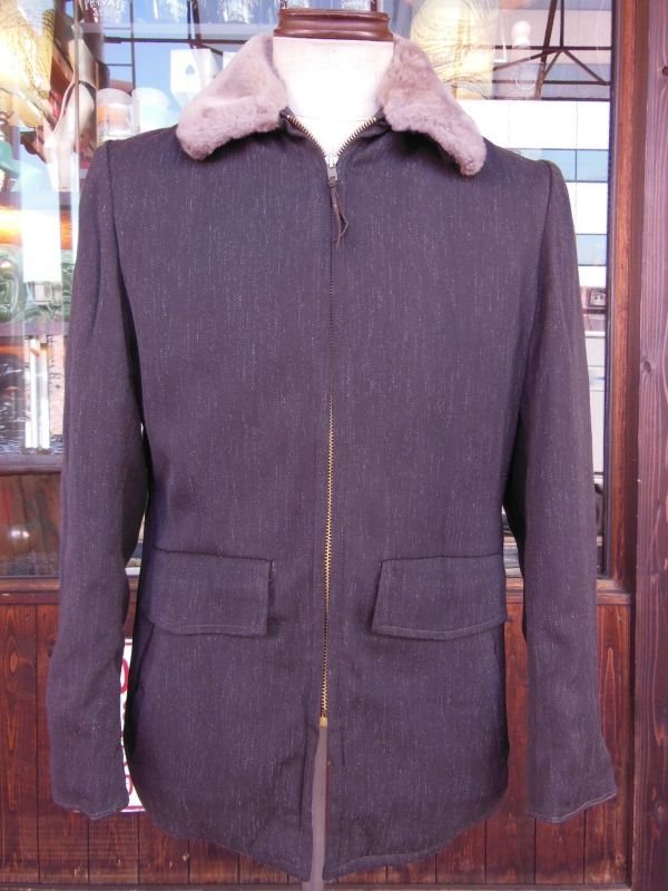 画像7: 1950'S SEARS FRATANITY PREP FLECK DARK BROWN GABERDINE WINTER COAT SZ/S