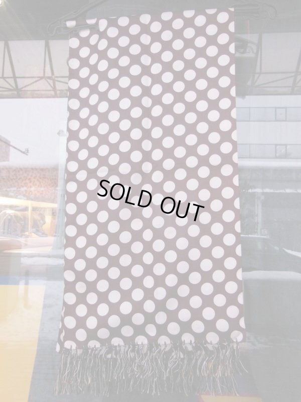 画像3: 1950'S〜 VINTAGE RAYON SCARF/DARK BROWN/POLKA DOT PATERN