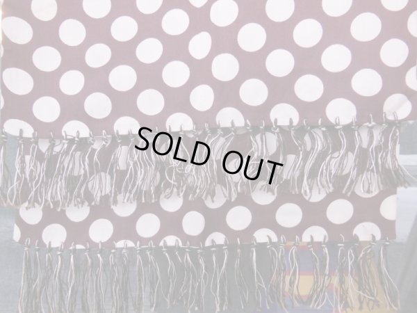 画像5: 1950'S〜 VINTAGE RAYON SCARF/DARK BROWN/POLKA DOT PATERN