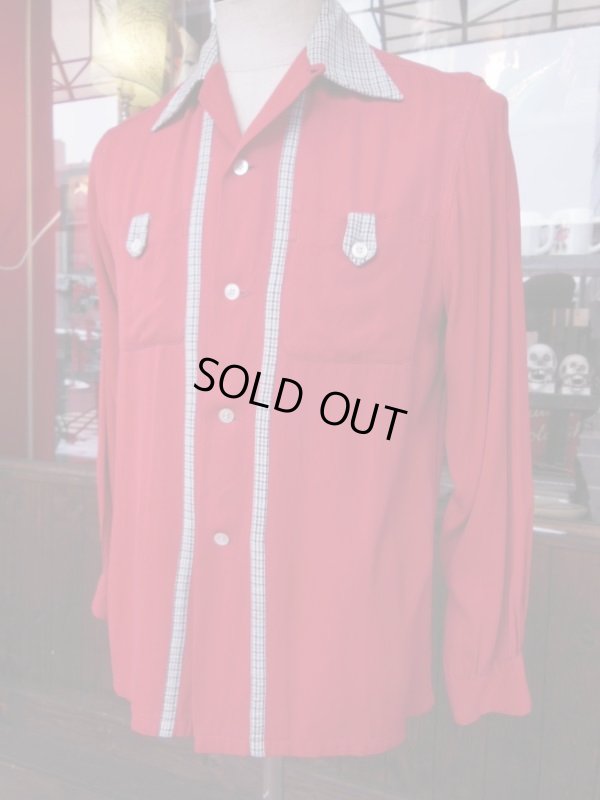 画像11: 1950'S McGREGOR TWO TONE RED RAYON SHIRT SZ/YOUTH20