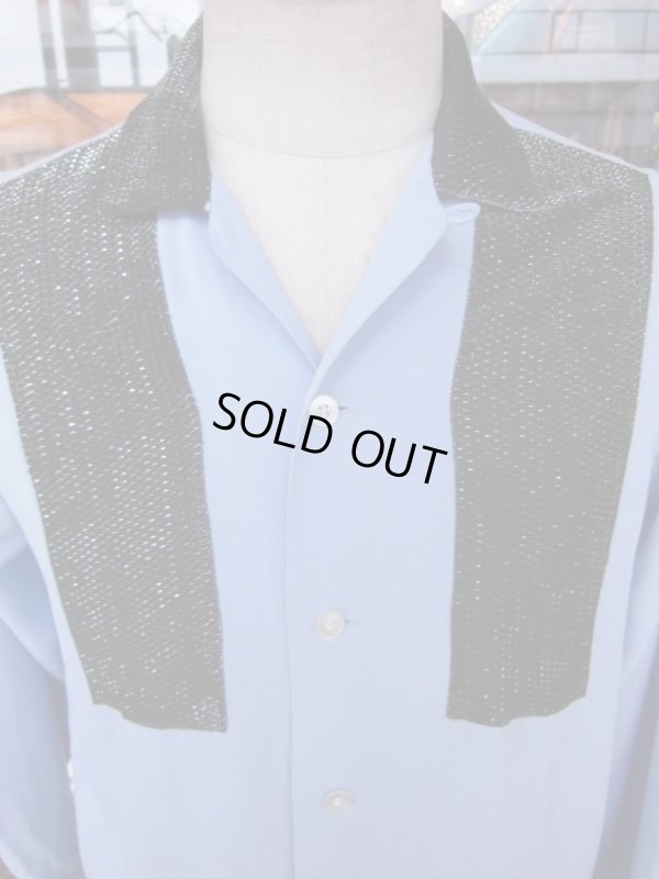 画像12: 1950'S BUD BERMA BLACK LUREX TWO TONE RAYON SHIRT L/S SZ/M