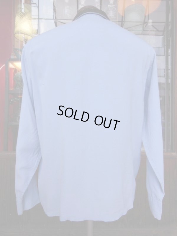 画像13: 1950'S BUD BERMA BLACK LUREX TWO TONE RAYON SHIRT L/S SZ/M