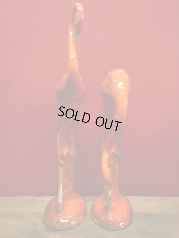 画像3: 1950'S UNKNOWN FLAMMINGO PAIR POTTERY STATUE