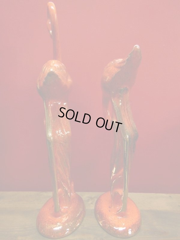 画像5: 1950'S UNKNOWN FLAMMINGO PAIR POTTERY STATUE