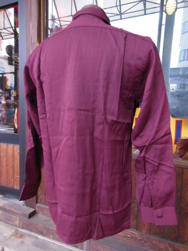 画像14: 1940'S DEADSTOCK PRINCE ALBERT BURGUNDY RAYON SHIRT SZ/SMALL
