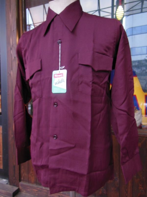 画像11: 1940'S DEADSTOCK PRINCE ALBERT BURGUNDY RAYON SHIRT SZ/SMALL