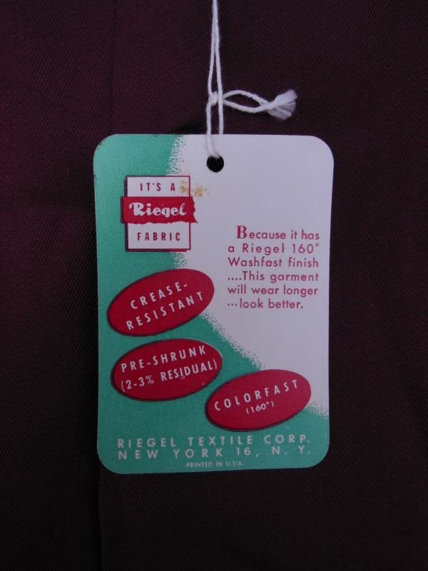 画像5: 1940'S DEADSTOCK PRINCE ALBERT BURGUNDY RAYON SHIRT SZ/SMALL