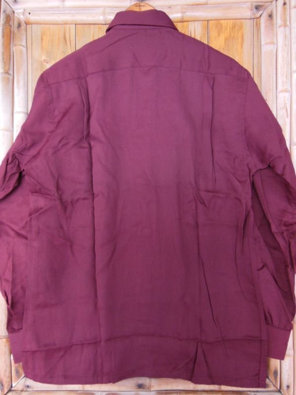 画像4: 1940'S DEADSTOCK PRINCE ALBERT BURGUNDY RAYON SHIRT SZ/SMALL