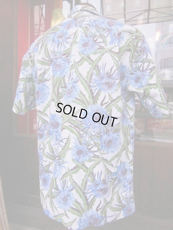 画像4: 1950'S KILOHANA MYSTIC NIGHT BLOOMING CEREUS PRINTED COTTON HAWAIIAN SHIRT SZ/M