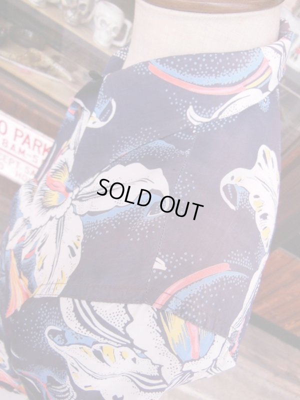 画像17: 1950'S HOLLYWWOD RAMBLER NAVY HAWAIIAN SHIRT L/S/SZ/SMALL