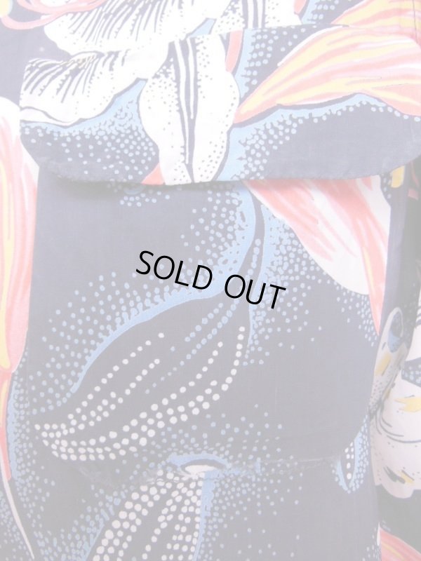 画像11: 1950'S HOLLYWWOD RAMBLER NAVY HAWAIIAN SHIRT L/S/SZ/SMALL