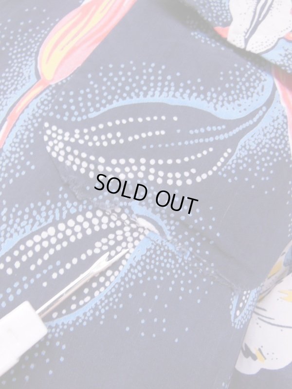 画像12: 1950'S HOLLYWWOD RAMBLER NAVY HAWAIIAN SHIRT L/S/SZ/SMALL