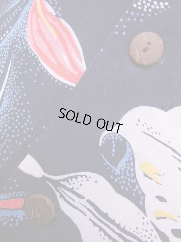 画像13: 1950'S HOLLYWWOD RAMBLER NAVY HAWAIIAN SHIRT L/S/SZ/SMALL