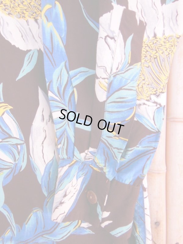 画像15: 1950'S TROPICANA DARK BROWN HAWAIIAN SHIRT L/S/SZ/MEDIUM