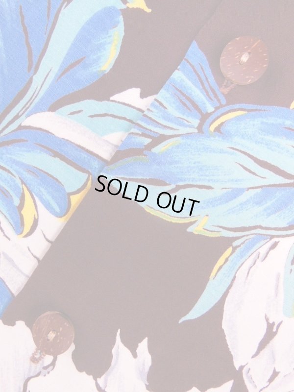 画像16: 1950'S TROPICANA DARK BROWN HAWAIIAN SHIRT L/S/SZ/MEDIUM